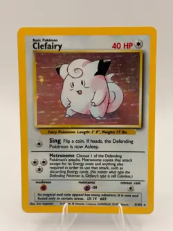 Pokemon TCG Clefairy Base Set 5/102 1999 Unlimited Holo Rare WotC MP - Image 1