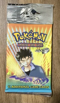WOTC Pokemon Booster Pack Gym Heroes 2000 Brock Artwork (SEALED) Long Crimp - Image 1