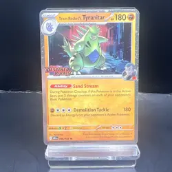 Team Rocket's Tyranitar 096/182 Destined Rivals Stamped Pre Release Pokemon Card - Image 1
