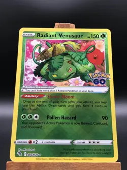 Pokemon GO Radiant Venusaur Strahlendes Bisaflor Holo English 004/078 NM-MT - Image 2