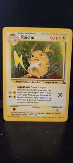 Raichu 14/62 Unlimited Pokemon Fossil Set 1999 Wotc Vintage Holo MP - Image 1