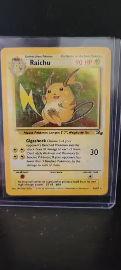 Raichu 14/62 Unlimited Pokemon Fossil Set 1999 Wotc Vintage Holo MP - Image 2