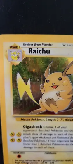 Raichu 14/62 Unlimited Pokemon Fossil Set 1999 Wotc Vintage Holo MP - Image 3