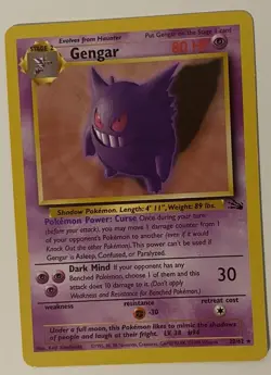 Pokemon Gengar 20/62 Rare Fossil Non-Holo Card 1999 WOTC NM - Image 1