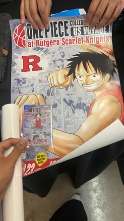 One Piece Monkey.D.Luffy College Basketball Promo Card + Rutgers Poster PRESALE - Image 1