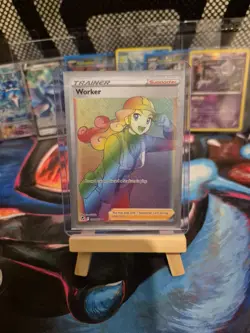 Pokemon TCG Worker 209/195 Silver Tempest Rainbow Secret Rare Card NM Condition - Image 1