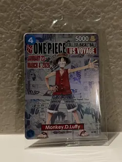 One Piece Monkey D. Luffy US Voyage College Basketball Promo Card Gonzaga SEALED - Image 1