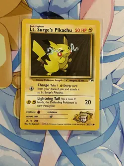 Lt. Surge’s Pikachu 81/132 Common Gym Heroes Pokemon Card - English - MP - Image 1