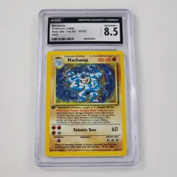 Pokemon Machamp 1st Edition Holofoil Holo Foil Card Base 8/102 CGC 8.5 NM/Mint+ - Image 1