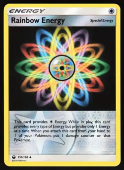 Rainbow Energy 151/168 Pokemon SM - Celestial Storm Reverse Holo Uncommon NM - Image 1
