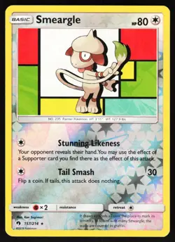 Smeargle 157/214 Pokemon SM - Lost Thunder Reverse Holo Rare NM - Image 1