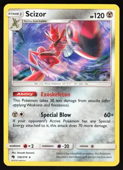Scizor 126/214 Pokemon SM - Lost Thunder Holo Rare MP - Image 1
