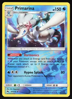 Primarina 67/214 Pokemon SM - Lost Thunder Reverse Holo Rare VLP - Image 1