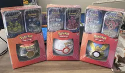 Lot Of 3 Pokemon TCG - Poke Ball + (2) Paldean Fates Mini Tins Pack Sam's Club. - Image 1