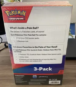 Lot Of 3 Pokemon TCG - Poke Ball + (2) Paldean Fates Mini Tins Pack Sam's Club. - Image 3