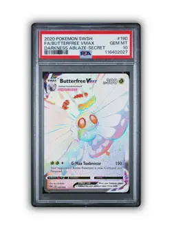 2020 Pokemon SWSH Darkness Ablaze FA/Butterfree VMAX #190 Raindow Secret PSA 10! - Image 1