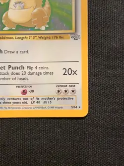 Pokemon TCG Kangaskhan Jungle 5/64 Holo Unlimited Holo Rare WOTC - Image 4