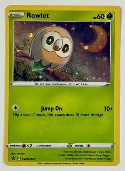 Pokemon TCG - Rowlet - SWSH 220 - 2022SWSH: Black Star Promo - Cosmo Holo - Image 1