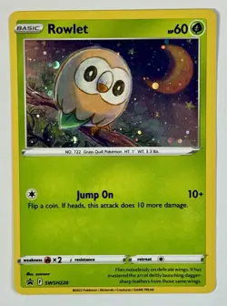 Pokemon TCG - Rowlet - SWSH 220 - 2022SWSH: Black Star Promo - Cosmo Holo - Image 4