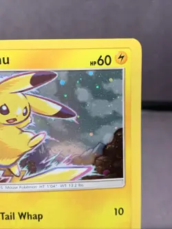 Pokemon TCG Pikachu Sun & Moon Black Star Promo Card SM98 Cosmos Holo Rare NM - Image 3