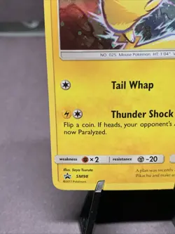 Pokemon TCG Pikachu Sun & Moon Black Star Promo Card SM98 Cosmos Holo Rare NM - Image 5