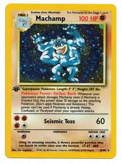 Pokemon Card: Machamp HOLO 8/102 1st Edition Base Set Rare! GD - Image 1
