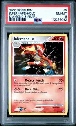 Pokemon TCG Infernape Holo Rare Card Diamond & Pearl, 5/130 PSA8 - Image 1