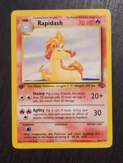 1st Edition Rapidash Jungle Pokemon Card LP 44/64 Uncommon - Image 1