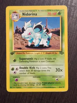 1st Edition Nidorina Jungle Pokemon Card LP 40/64 Uncommon - Image 1