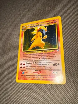Typhlosion Holo 17/111 FRENCH Neo Genesis Pokemon (Partial SWIRL, US Seller) - Image 3