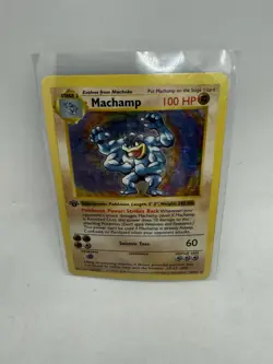 POKEMON 1st Edition Shadowless Base Set MACHAMP 8/102 Holo Rare LP MP Vintage - Image 1