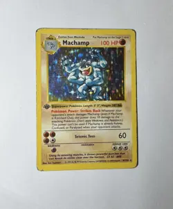 Pokemon TCG Machamp Holo 1st Edition Base Set #8/102 DMG/HP - Image 2