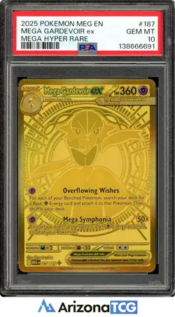 Pokemon 2025 Mega Gardevoir ex 187 Gold Hyper Rare Mega Evolution GEM MT PSA 10 - Image 1
