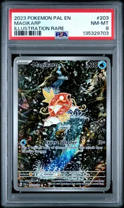 2023 POKEMON PAL EN-PALDEA EVOLVED ILLUSTRATION RARE #203 MAGIKARP PSA 8 - Image 1