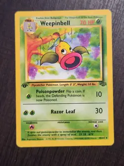 1st Edition Weepinbell Jungle Pokemon Card LP 48/64 Uncommon - Image 1