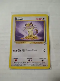 Pokemon TCG Meowth Base Set 2 80/130 Unlimited Common Card WOTC - Image 1