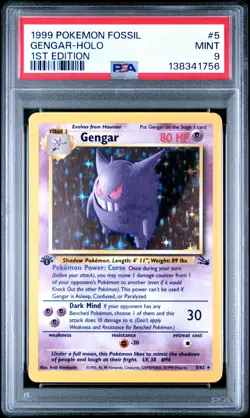 1999 POKEMON FOSSIL 1ST ED #5 GENGAR-HOLO PSA 9 - Image 1