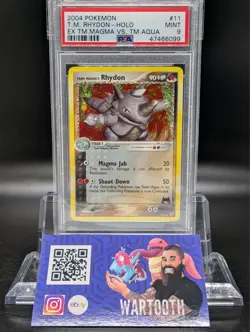 2004 Pokemon EX Team Magma Vs. Team Aqua Team Magma's Rhydon Holo 11/95 PSA 9 - Image 1