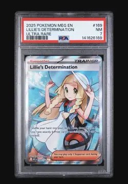 2025 POKEMON MEGA EVOLUTION LILLIE'S DETERMINATION ULTRA RARE 169 PSA 7 - Image 1