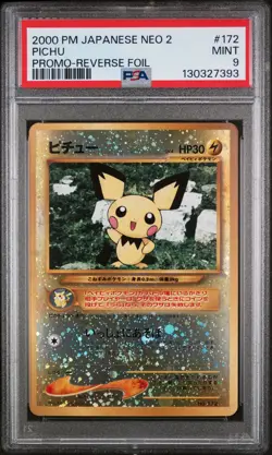 Pichu 172 Reverse Holo Neo 2 Promo Pokemon Japanese PSA 9 - Image 1