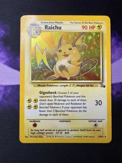 Pokemon TCG Raichu Fossil 14/62 Holo Unlimited Holo Rare LP - Image 1