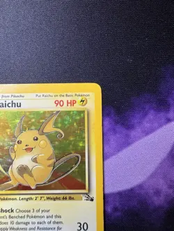 Pokemon TCG Raichu Fossil 14/62 Holo Unlimited Holo Rare LP - Image 2