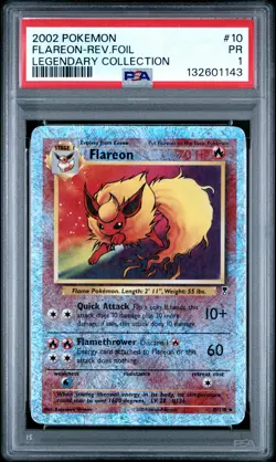 2002 POKEMON LEGENDARY COLLECTION #10 FLAREON-REVERSE FOIL PSA 1 - Image 1