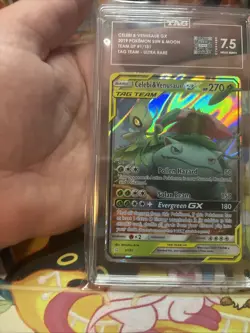 Pokemon Celebi & Venusaur Gx Sun & Moon Team Up 1/181 Ultra Rare TAG 7.5 NM+ - Image 5