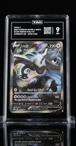 2022 Pokemon SWSH Silver Tempest Lugia V 186 TAG 9 Mint Alt Art - Image 1
