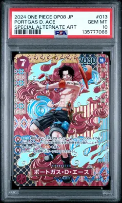 2024 ONE PIECE JPN OP08-TWO LEGENDS SPECIAL ALTERNATE ART PORTGAS D. ACE PSA 10 - Image 1