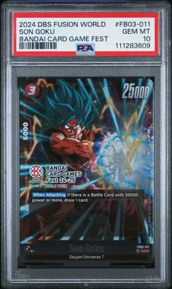 Son Goku Bandai Card Game Fest Promo FB03-011 PSA 10 Gem Mint Dragon Ball Fusion - Image 1