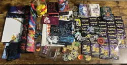 Pokemon Misc Lot- Coins, Pins, Dividers, Cards, Dice, Notebook, Etc. - Image 1