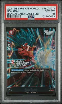 Son Goku Bandai Card Game Fest Promo FB03-011 PSA 10 Gem Mint Dragon Ball Fusion - Image 1