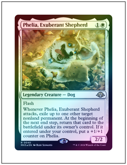 1x Phelia, Exuberant Shepherd, Prerelease Stamped Foil, Magic MTG NM - Image 1